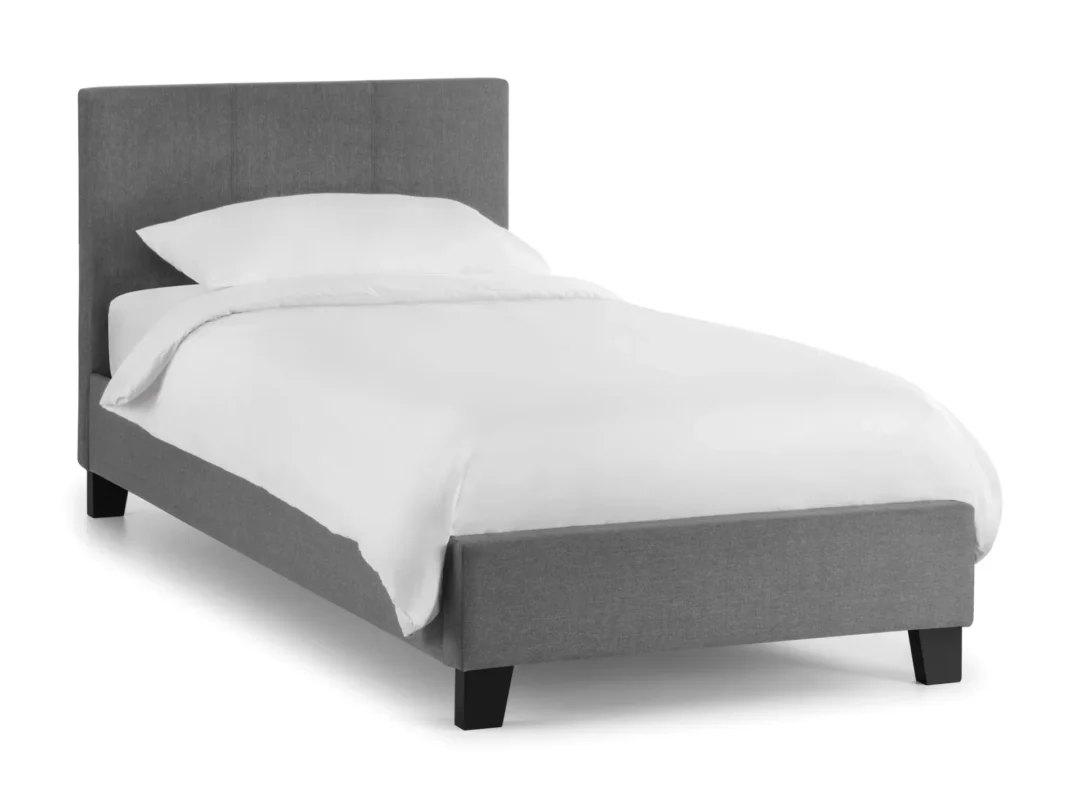 grey fabric bed